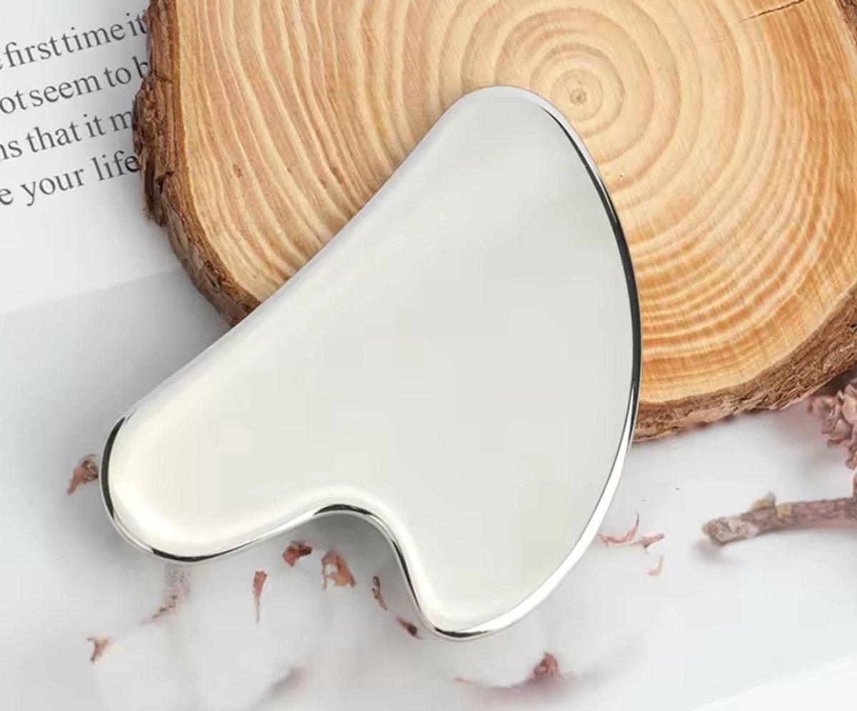 Gua Sha Massagetool RVS – Gezicht & Lichaam – Metalen Gua Sha voor Lifting, Kaaklijn & Lymfedrainage – Inclusief Opbergtasje