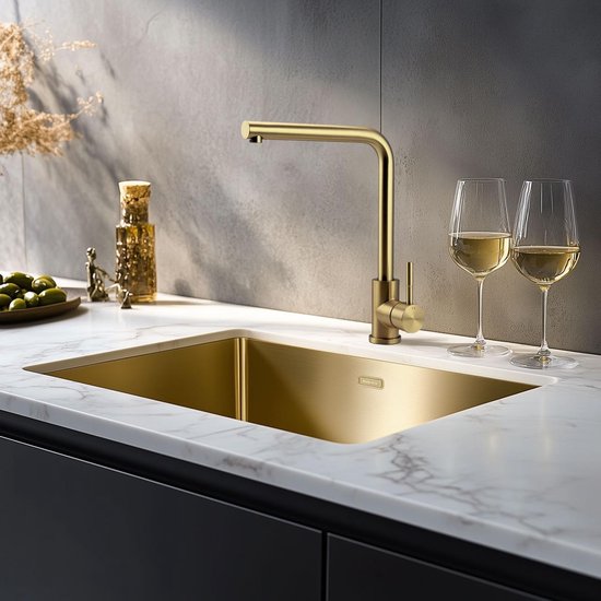 Bar goud ronde spoelbak Roestvrijstalen Keuken Balkon Groentebak wasbak voor handen wassen RV mini kleine enkele sleuf (Color : Gold, S : 32.2 * 17cm