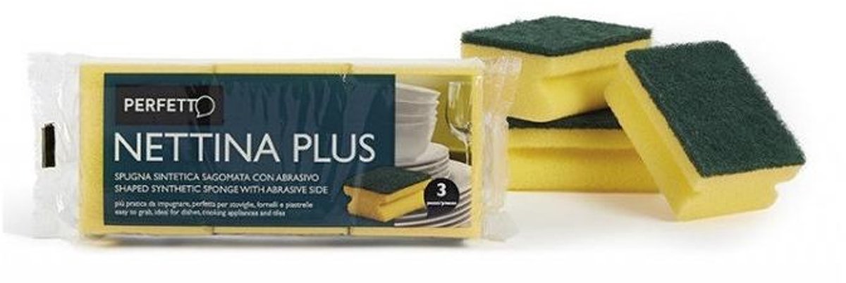 Perfetto 0244 spons Rechthoekig Polyester, Polyurethaan (PU) Groen, Geel 3 stuk(s)