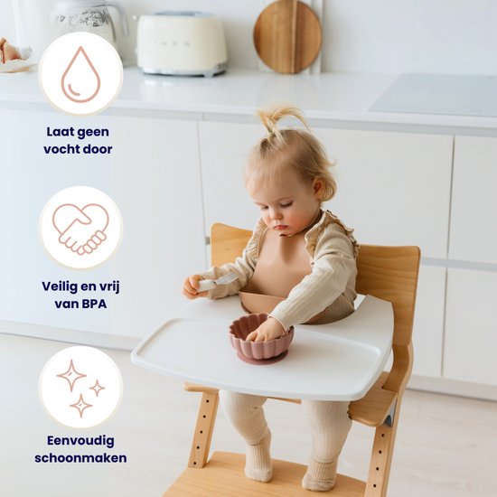 Funnies Siliconen Stone Green Slab 3-Pack - Set van 3 Slabbetjes - Slabbers met Opvangbakje - 30 x 24cm - Zacht, Flexibel en Makkelijk Schoon te Maken - Verstelbare Pasvorm voor Baby’s en Peuters - Ideaal voor Voeden zonder Knoeien — afbeelding 2