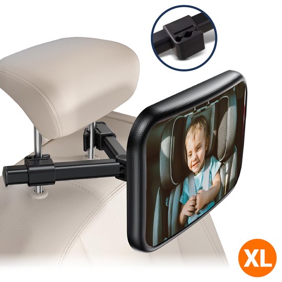 EDSYS Autospiegel Baby met Haakclip Bevestiging - Achteruitkijkspiegel - Stevige Achterbank Spiegel - Baby Spiegel Auto