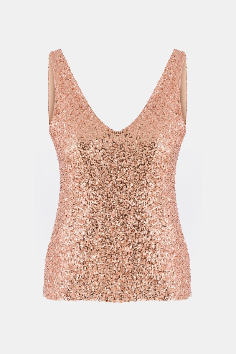Blouse à sequins roses col V
