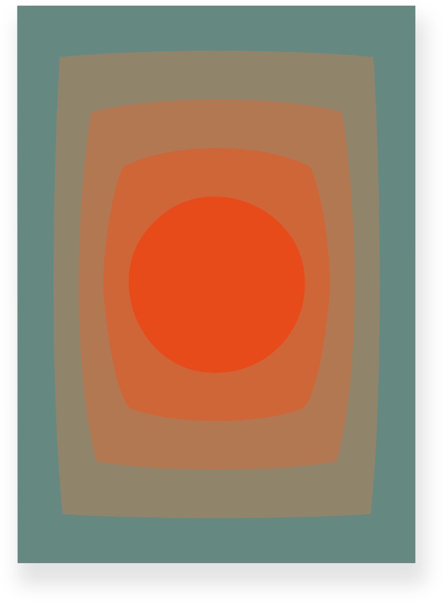 Yisual Poster 30x40 cm - Abstracte Kleurovergang - Cirkel - Oranje - Groen - Vintage - Op-Art - Muurdecoratie - Wanddecoratie