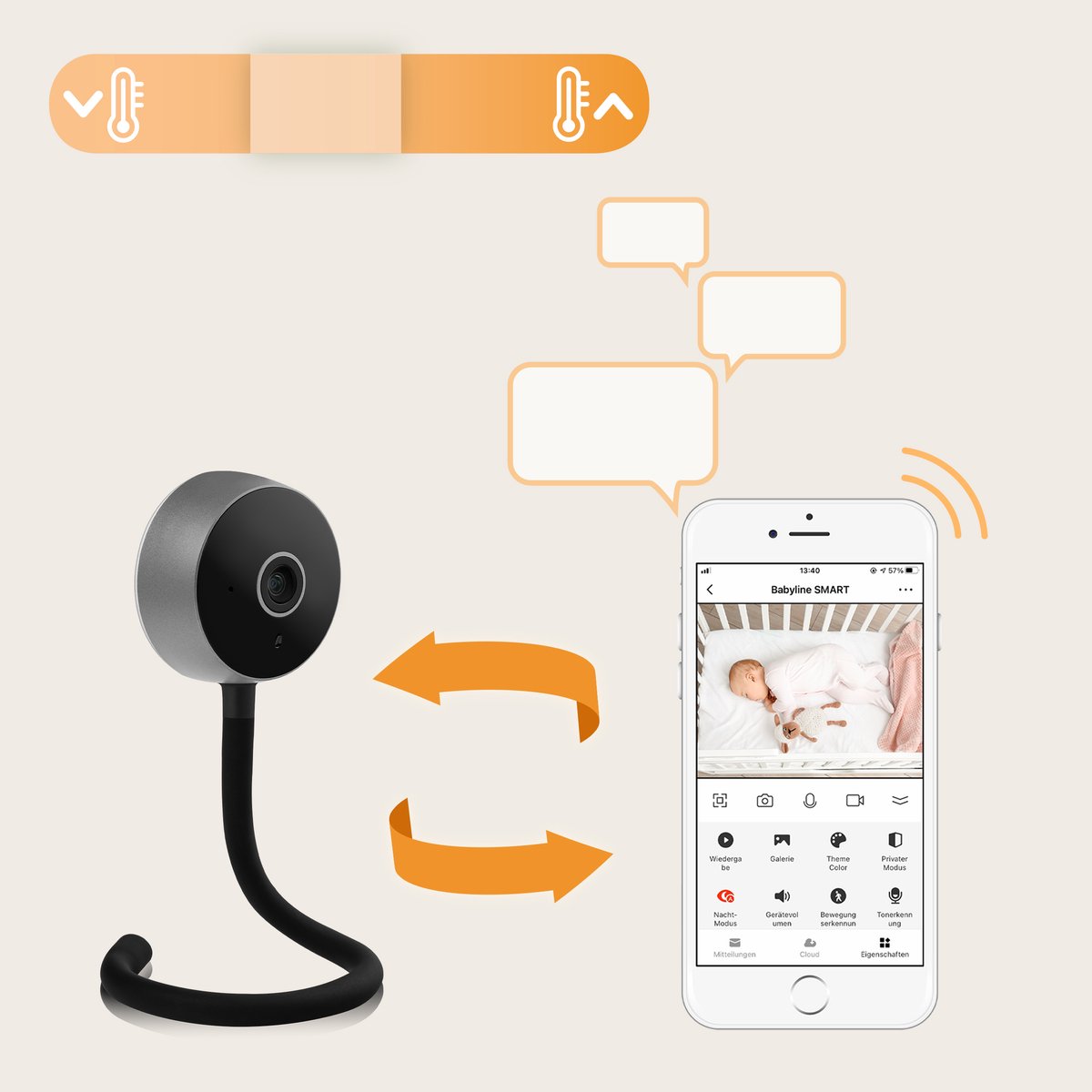 Lionelo Babylline SMART Babyfoon met Camera en APP-bediening - afbeelding 3