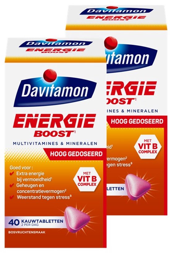 Davitamon Energie Boost Forte - multivitamine - bosvruchten - 2 x 40 tabletten - BUNDEL 2 STUKS