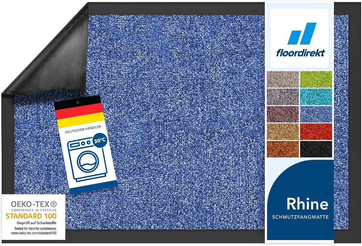 Floordirekt Deurmat - Droogloopmat - Schoonloopmat - Rhine - Cornflowen Blue - 200 x 200 cm Blauw