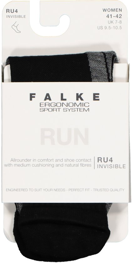 FALKE RU4 Invisible Hardloopsokken anti blaren, gemiddelde padding katoen sportsokken dames zwart - Maat 39-40