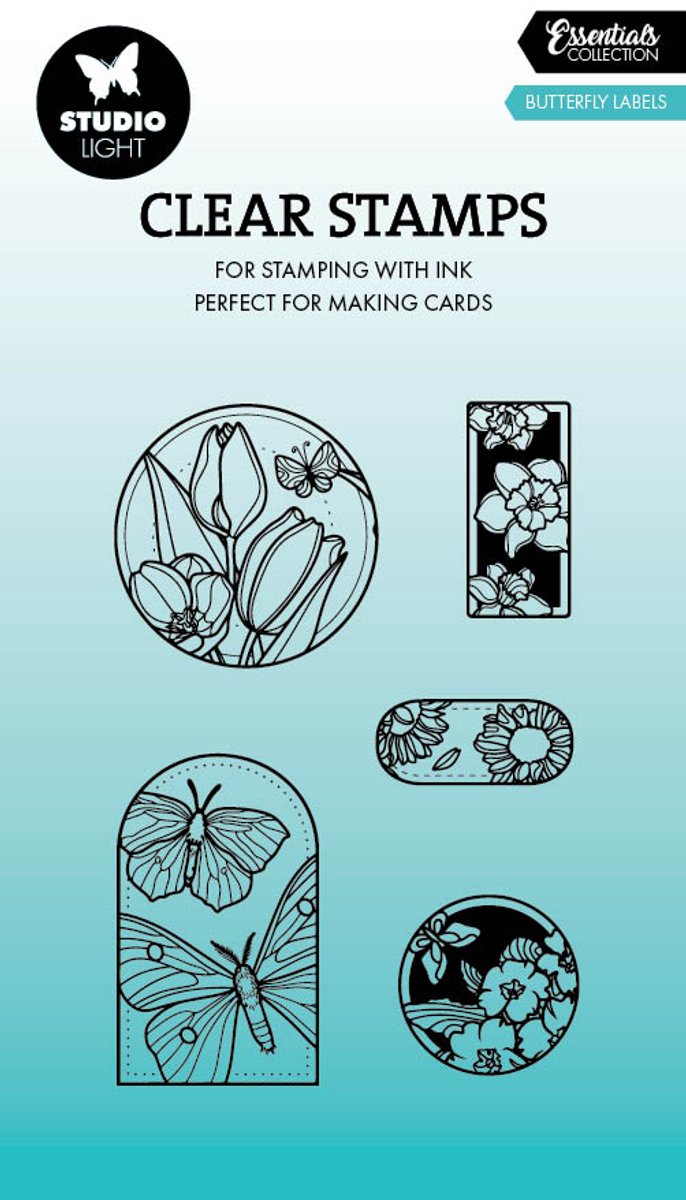 Clear stamps Butterfly labels- Essentials nr. 812