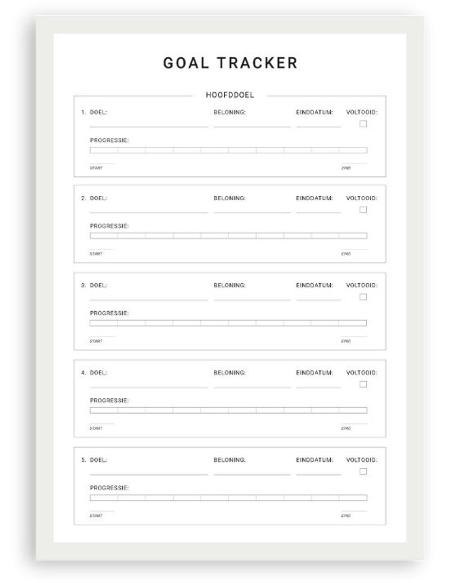 Planbooks - Goal Tracker - A4 - Doelen Planner - Deskplanner - To Do Planner