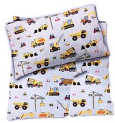 Parure De Lit Enfant 120x150 Cm - Housse De Couette Et Taie Microfibre Avec Motif Tracteurs Et Engins De Chantier - Pour Chambre De Bébé Ou Junior