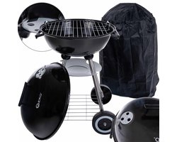 GEKO Ronde houtskoolbarbecue - Met deksel - Ø 39 cm rooster - Zwart - Inclusief hoes