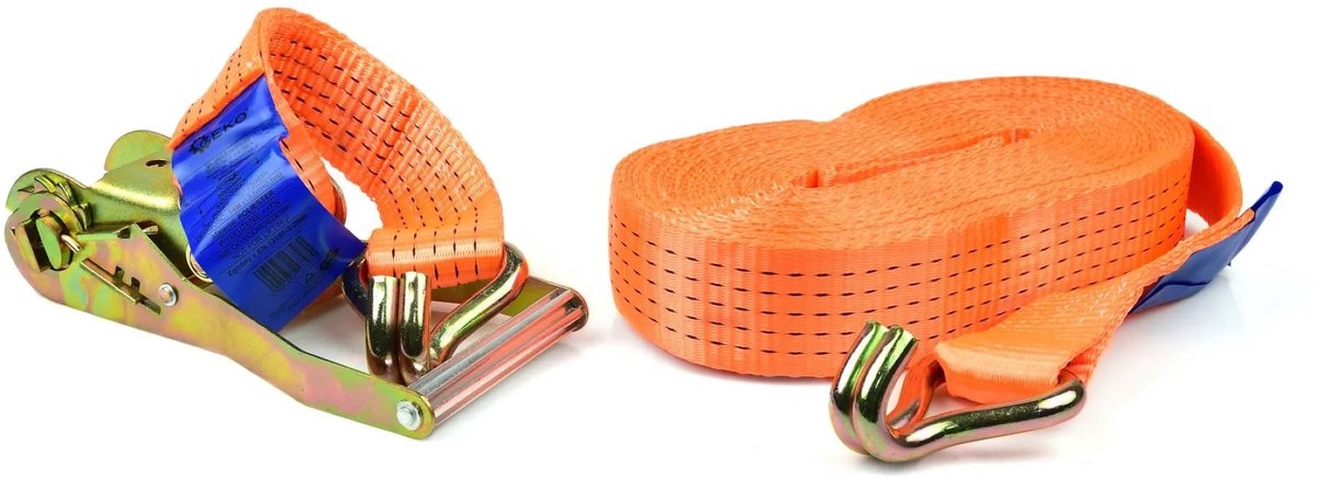 GEKO Spanband met ratel - 16m lengte - 5 ton capaciteit - 50mm breed - oranje