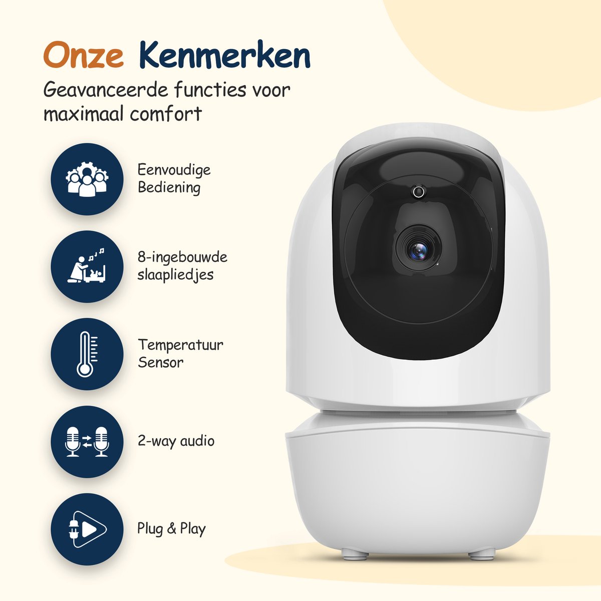 Afbeelding 2 van Nexino® Babyfoon met 2 Camera's – Baby Monitor - Hondencamera - Huisdiercamera - Op Afstand Bestuurbaar - Temperatuursensor - Terugspreekfunctie - Video & Audio