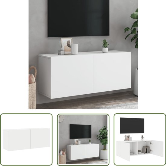 vidaXL Tv-meubel wandgemonteerd 80x30x41 cm wit, tv kast, wandkast, tv dressoir, opbergkast, tv kastje, tv wandmeubel, wandmeubel, dressoir