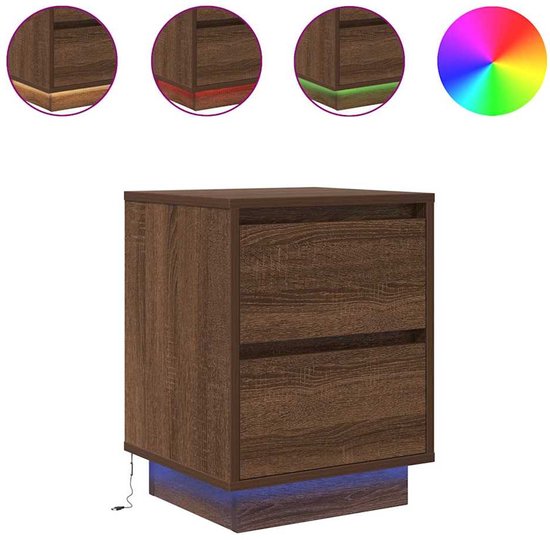 Nachtkastje met LED-verlichting 38x34x50 cm bruin eiken kopen Nachtkastje met LED-verlichting 38x34x50 cm bruin eiken kopen