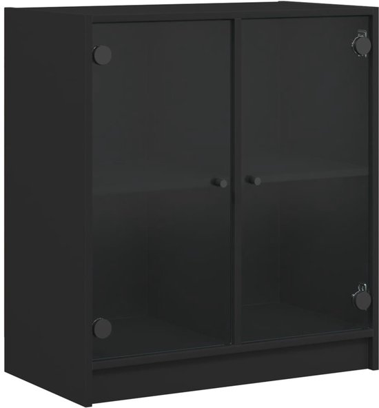 Bureau met bijzetkast bewerkt hout zwart kopen