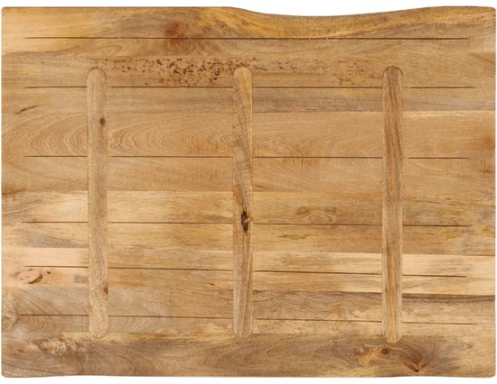The Living Store Tafelblad met natuurlijke rand 100x80x2,5 cm massief mangohout - Houten Tafelblad - Mangohout Tafelblad - Vintage Tafelblad - Landelijk Tafelblad - Naturel Tafelblad