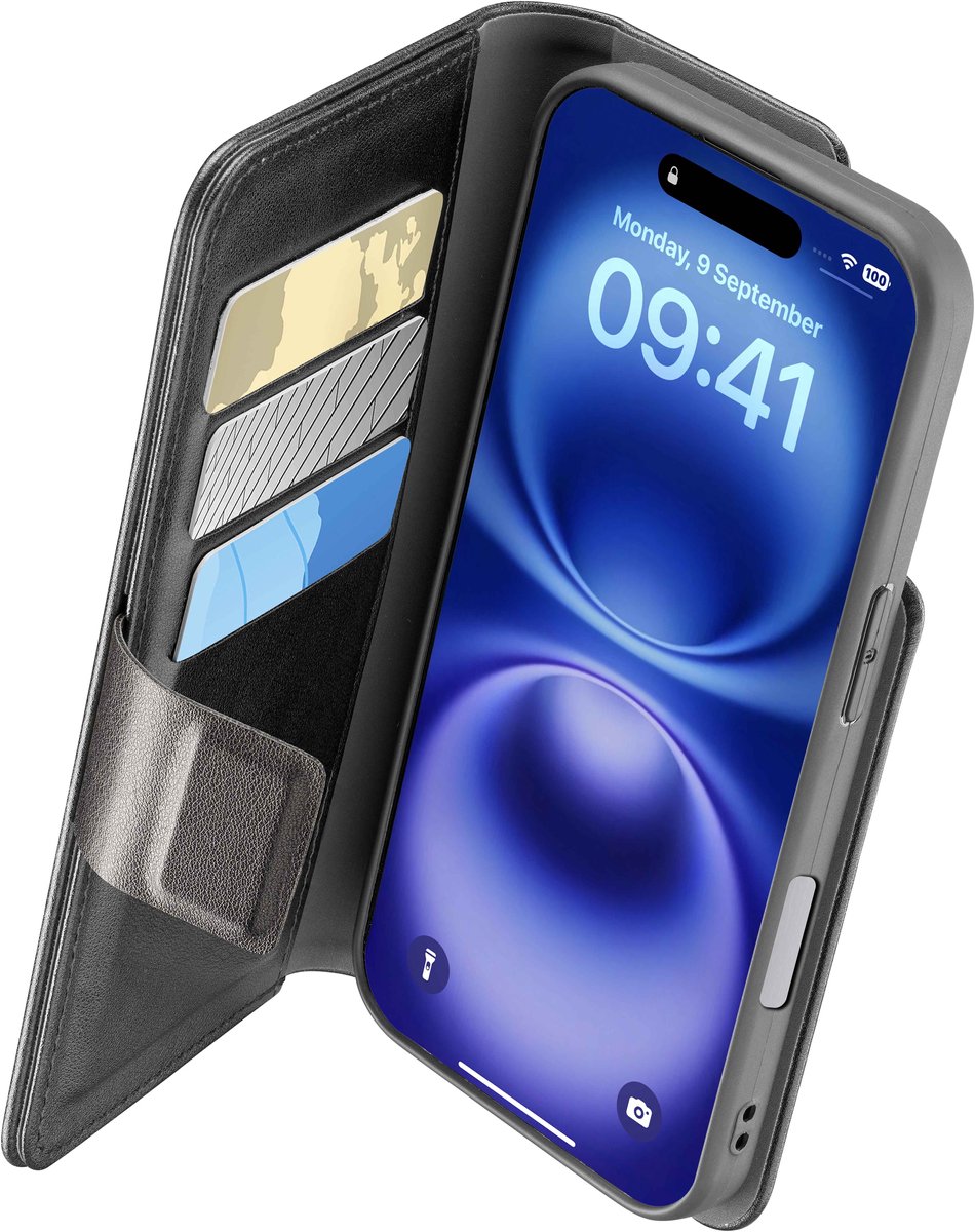 Cellularline BOOKAG2IPH16MAXK mobiele telefoon behuizingen 17 cm (6.7") Folioblad Zwart