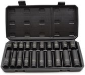 GEKO Impact dopsleutelset - 1/2" - Standaard & Diep - 10-19 mm - Chroom-Molybdeen - Zwart