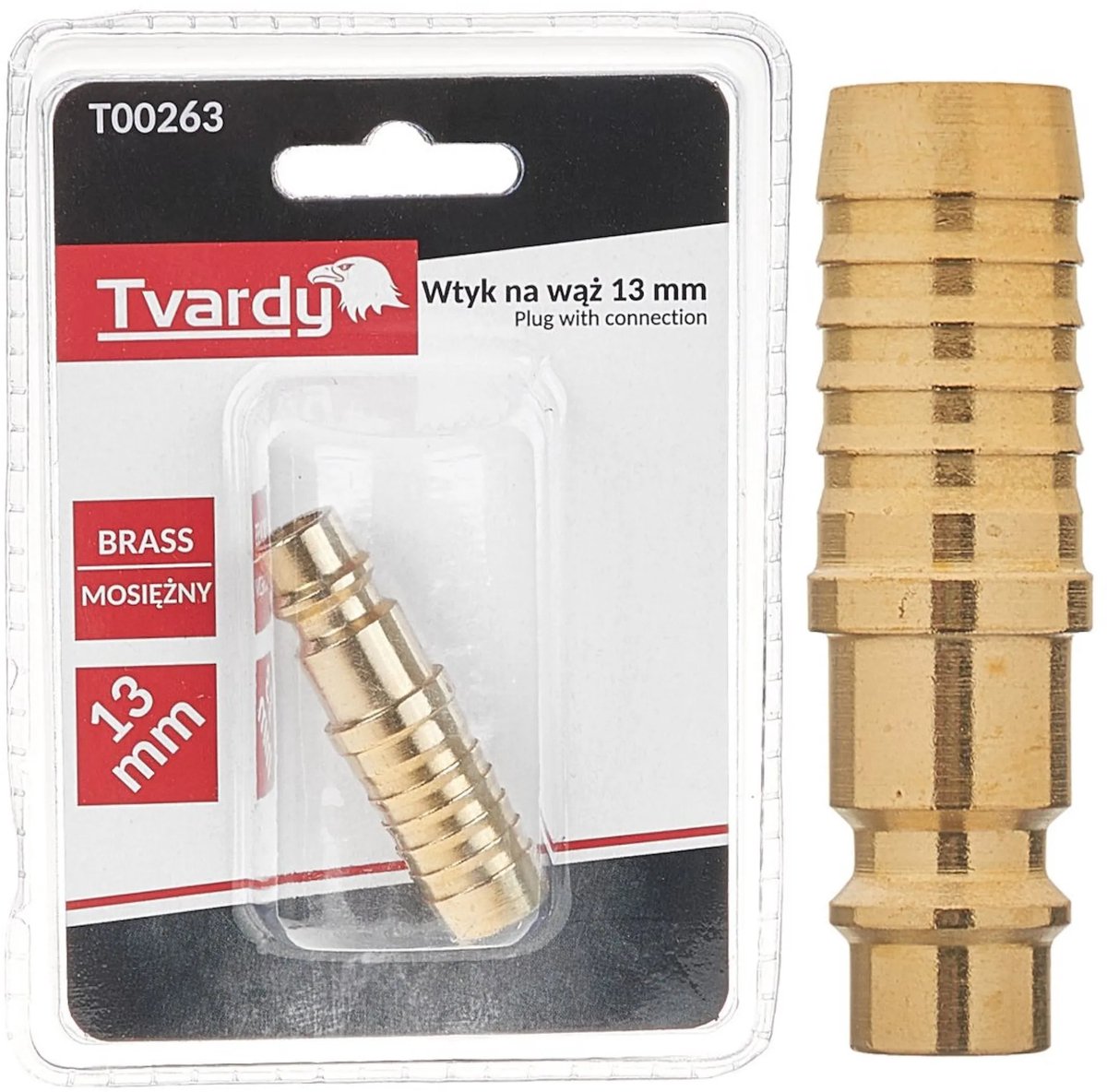 Tvardy Messing plug - robuust ontwerp - corrosiebestendig - 13 mm aansluiting