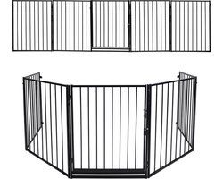 Veiligheidshekje | Tot 304cm Breed | Veiligheidshek met Vergrendeling Indicator | Barrier Dierenhek | zwart
