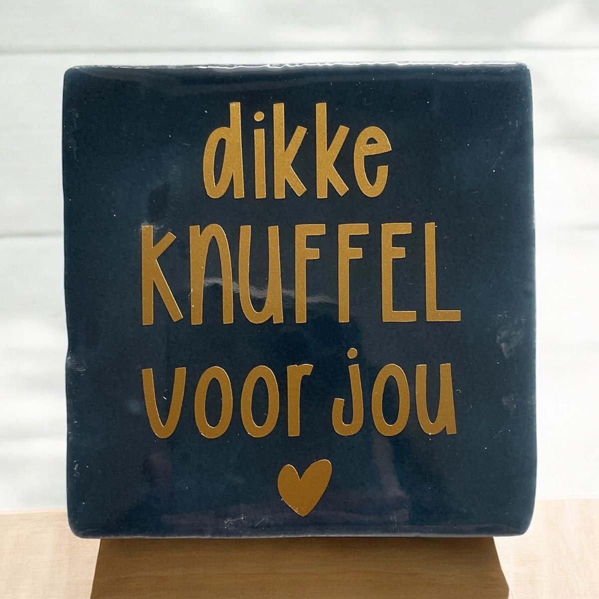 Hip Tegeltje met tekst-Dikke knuffel voor jou-Donker Blauw-Spreuk-Cadeau-Geschenk-Gift-Kado-Valentijn-Verjaardag-Moederdag-Sint-Kerst-Zomaar