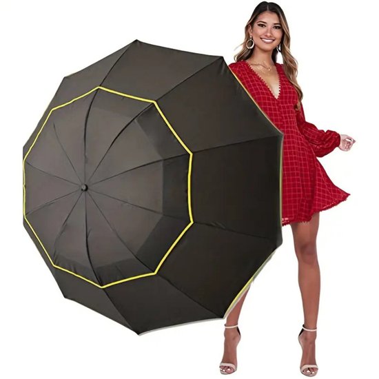 Parapluie de Golf moderne Nivard - Parapluie tempête - Pliable - Coupe-vent - Résistant aux tempêtes - Protection UV - Parapluie - Portable - Zwart
