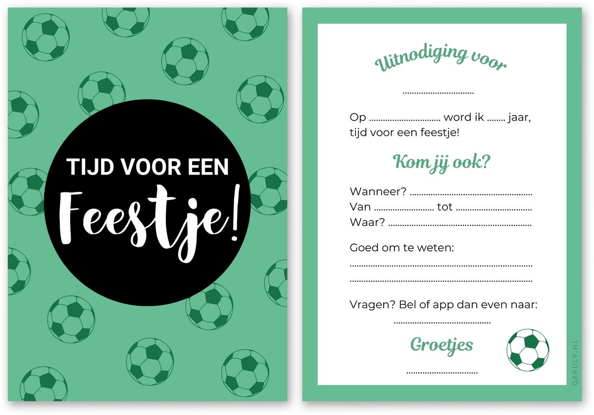 Uitnodiging kinderfeestje voetbal - 10 stuks - Uitnodiging verjaardag - Inclusief enveloppen - Uitnodiging voetbal feestje