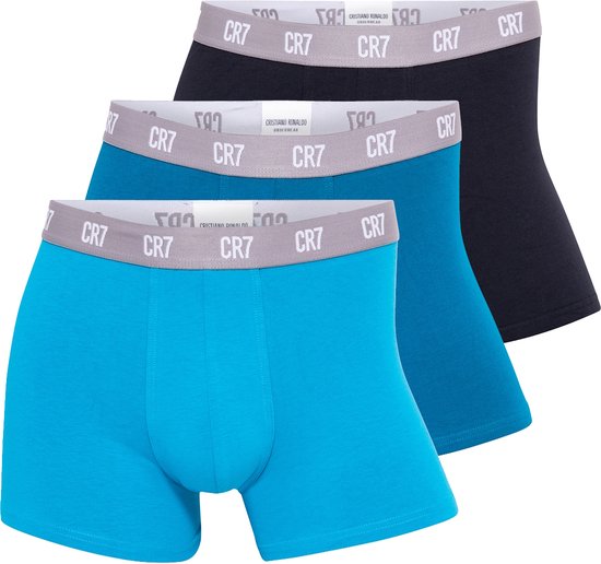 CR7 Heren Boxershorts Effen Blauw/Teal/Zwart 3-Pack - Maat L