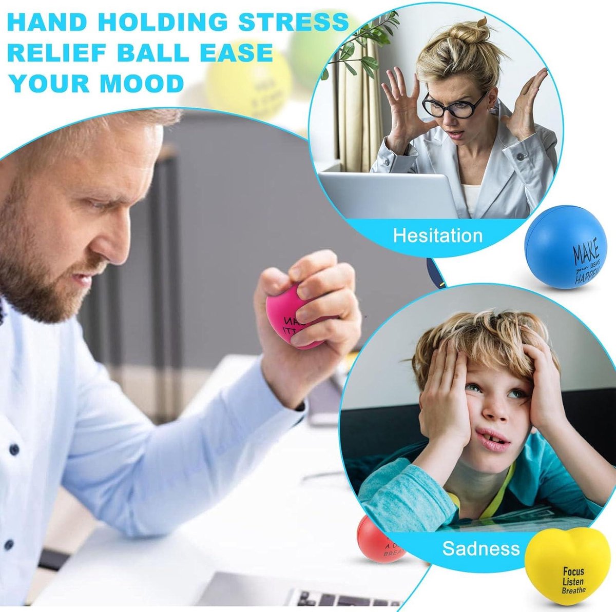 Stressbal Kneedbaar Gezichtje – Voor Fun en het Reduceren van Stress – Versterking van