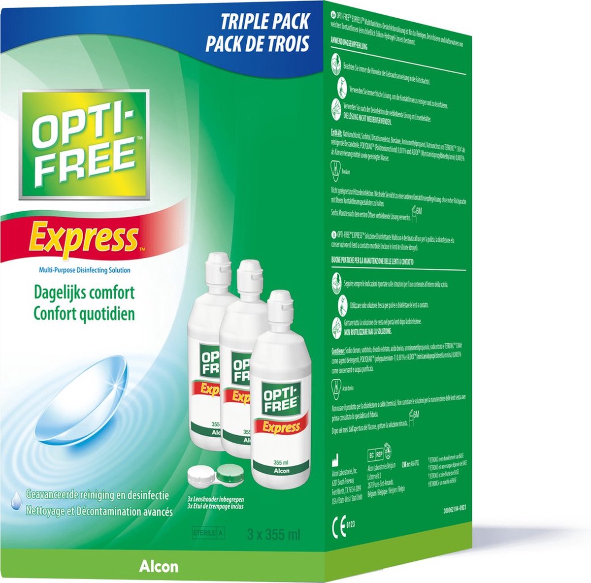 Goedkoopste OptiFree Express - 3x355ml - lenzenvloeistof - zachte lenzen