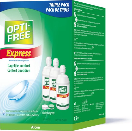 OptiFree Express - 3x355ml - solution pour lentilles - lentilles souples