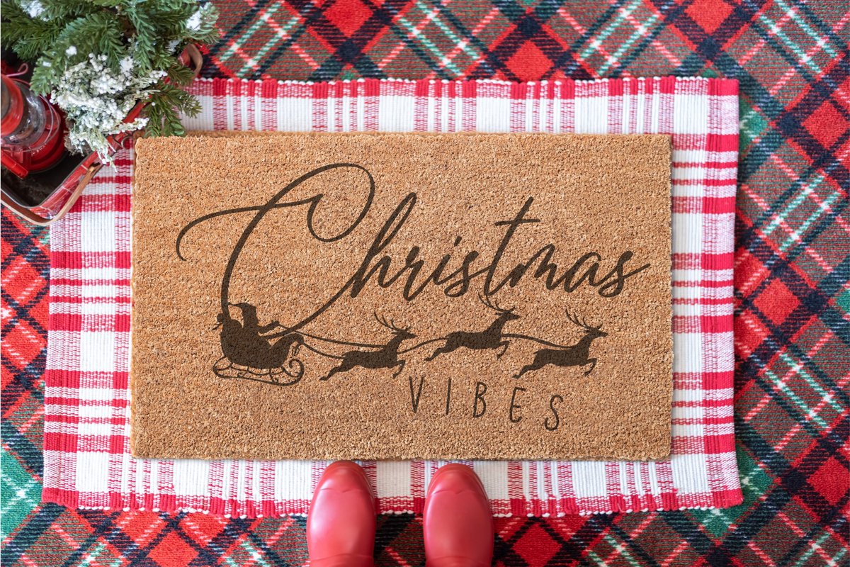 Christmas Vibes | 90x60 cm | Nieuwe huis cadeau | Ingangsmat | Deurmat met stijl | Verhuizing cadeau | Praktisch & trendy | Perfect voor binnenkomst | Cadeau voor nieuwe woning