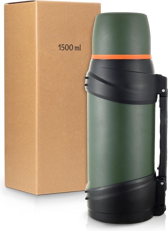 LEBENLANG Thermoskanne 1,5L | Isolierkanne für Heiß & Kalt | Keramikbeschichtung