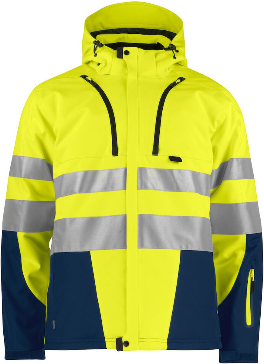 ProJob 6420 GEVOERDE SIGNALISATIESOFTSHELL EN ISO 20471 KLASSE 3 646420 - Geel/Marine - 4XL