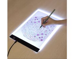 Led Lichtbak voor Tekenen - 3 lichtsterktes - Lightpad A5 dimbaar - Tekentafel - Lichtbak voor diamond painting – Lichtbord Lichttafel speelgoed - Lightpad diamond painting – LED tekenbord kinderen en volwassenen met licht - Meisjes Speelgoed 6 jaar