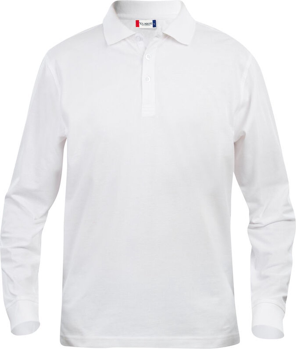 Clique Basic Polo L/S Junior 028233 - Wit - 90-100
