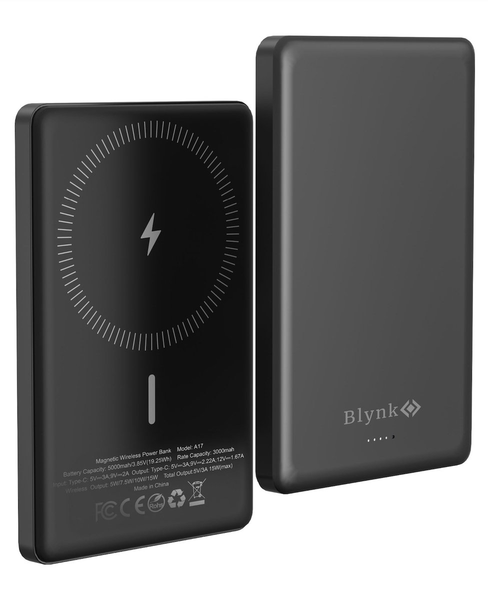 Afbeelding 2 van Blynk MagSafe Powerbank 5.000 mAh – Magnetisch & Draadloos – 15W Snelladen – Voor iPhone & Samsung – Compact Design