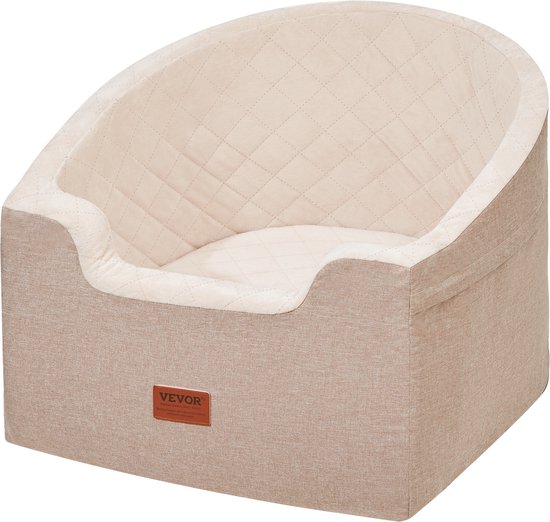 Siège auto pour chien VEVOR 56x50,8x41cm, siège avant/arrière, poids maximal de l'animal 25 kg, utilisé pour la protection des Animaux domestiques de compagnie en voyage, marron clair + marron foncé