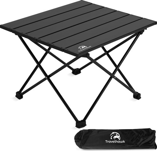 Travelhawk campingtafel – opvouwbaar – zwart – 40x35x30cm
