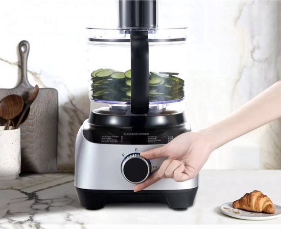 Keukenmachine - Alles in 1 keukenmachine - Multifunctionele keukenmachine - 11 in 1 - Blender - Citruspers - Kneden - Hakken - Malen - Mixen - 1300W - Zilvergrijs van Fritel — afbeelding 3