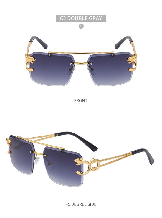 Zonnebril Grijs | Rimless Glasses | Oversized | Frameloos Zonnebril| Trendy Eyewear voor Heren en Dames | Randloze Zonnebril | Heren/ Dames bril | zomerbril/ bril/ brillen | Heren zonnebril / zonnebril zonder rand | zomer bril | Randloze bril — afbeelding 4