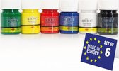 Artdeco Textielverf Set – 6 Kleuren x 25ml – Hoogwaardige Acrylverf voor Stoffen – Wasbare textielverf, Scholen en DIY Projecten