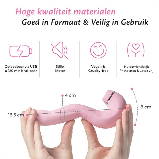 Fae® Vibrator voor Vrouwen - Clitoris & G spot Stimulator - Zuig en druk functie - Penetratie Dildo - Sex Toys voor Vrouwen en koppels - Seksspeeltjes - Thrive Series - Blushing Bride