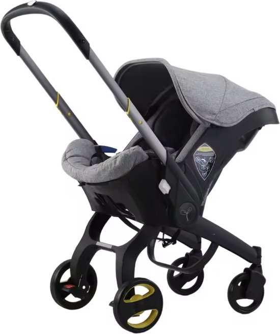 Foto: J r kinderwagen kinderwagen bedje buggy autostoel opvouwbaar naar autostoel rvs frame grijs zwart