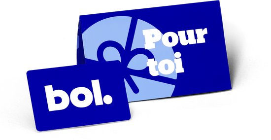 Bol.com cadeaukaart met 'Pour toi' geschenkdoos in lichtblauw.
