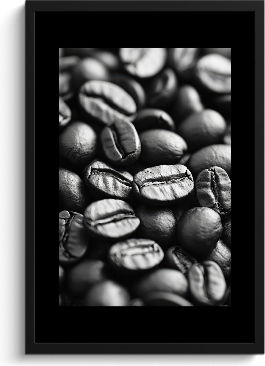 FrameYourWall Fotolijst inclusief poster - Posterlijst 40x60 cm - Posters - Koffiebonen - Zwart - Vintage - Foto in lijst - Keuken decoratie muur - Wanddecoratie accessoires - Muurdecoratie - Schilderijen