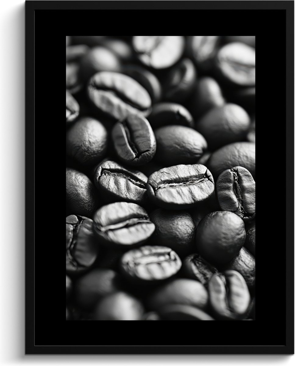 FrameYourWall Fotolijst inclusief poster - Posterlijst 60x80 cm - Posters - Koffiebonen - Zwart - Vintage - Foto in lijst - Keuken decoratie muur - Wanddecoratie accessoires - Muurdecoratie - Schilderijen
