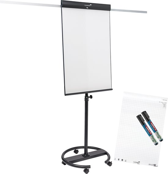 Legamaster SKETCH PRO mobiele flipover ronde voet - inclusief SKETCH ECO-papierblok met raster & 2 edding 31 EcoLine flipchart markers