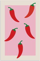 Affiche 60x90 cm - Poivrons - Rouge - Illustration - Posters - Décoration murale cuisine - Décoration murale salon - Accessoires décoratifs - Décoration murale chambre